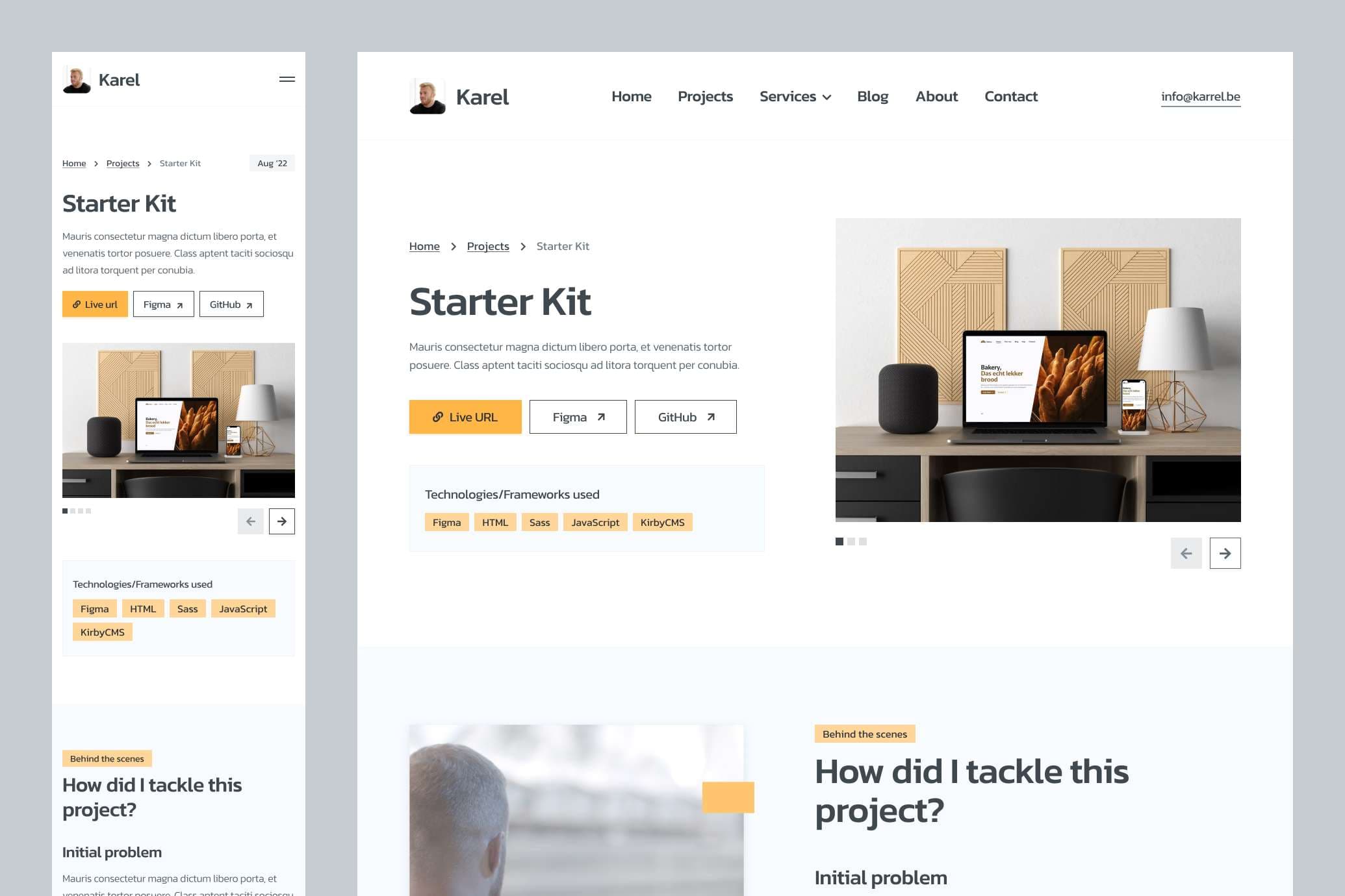 Showcase the final designs for the Karrel V3 portfolio website