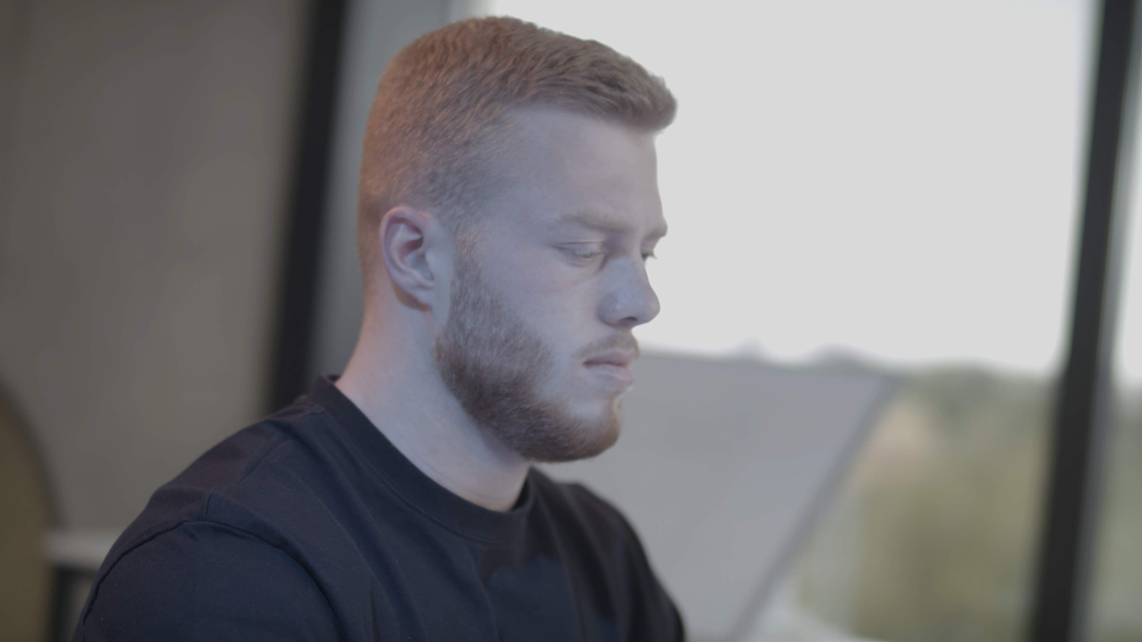 Karel Decoene looking serious working behind his PC
