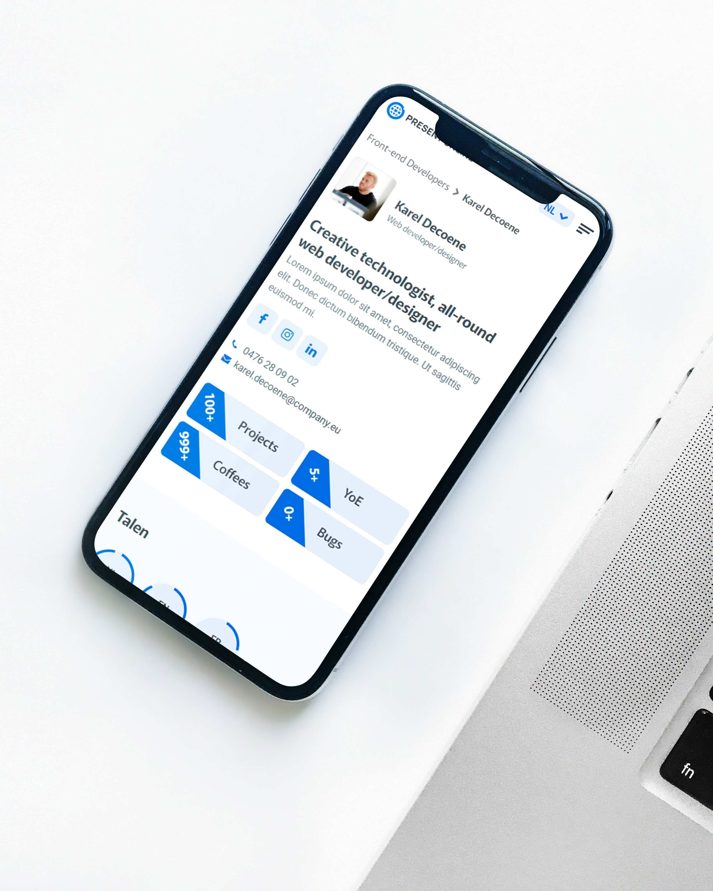 CV kit employee profile on iPhone