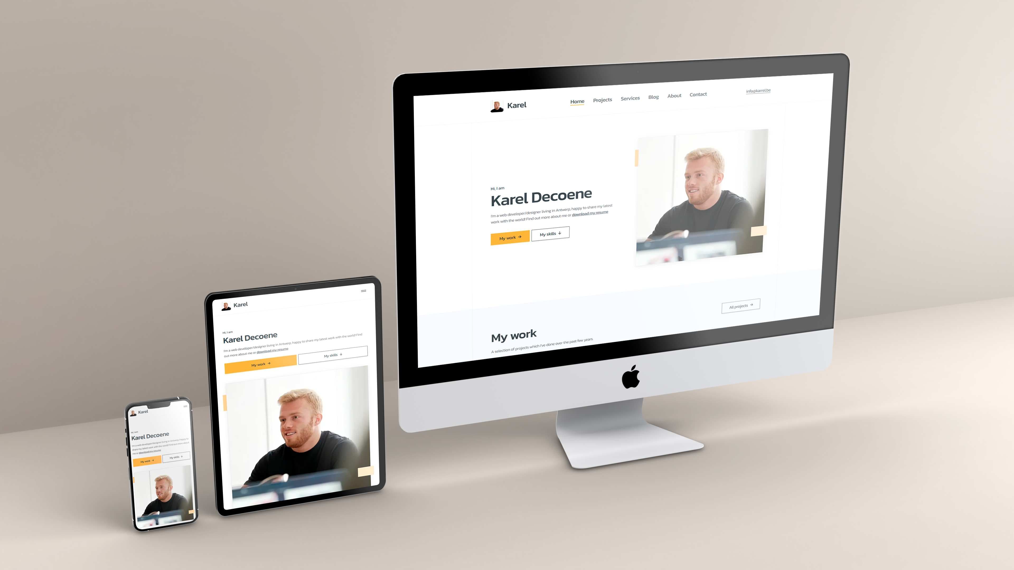 Karrel V3 mockup on Apple devices
